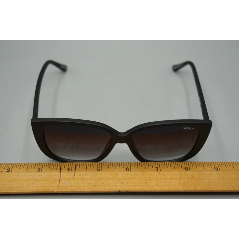 Quay Australia Ever After Sunglasses Matte Black Smoke Gradient Lens Square